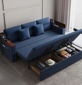 Blue sofa bed with storage Space