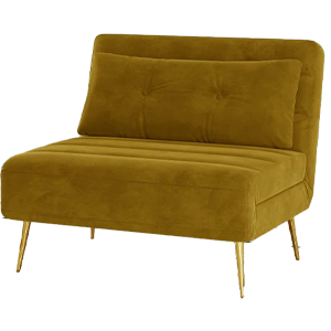 Armless Gold Color 1 Seater Sofa Bed