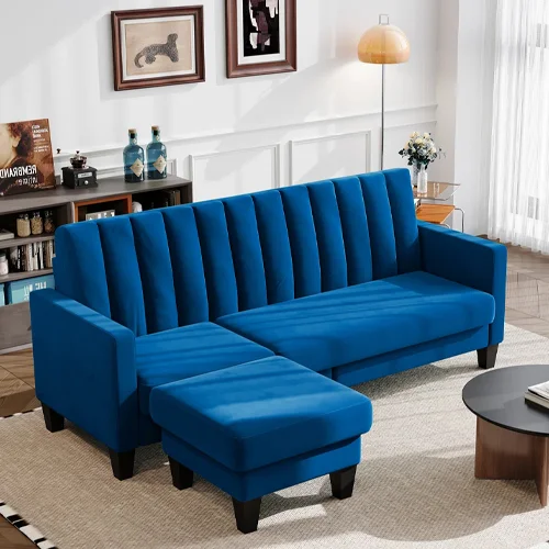 Modern Velvet 3 Seater Corner Sofa